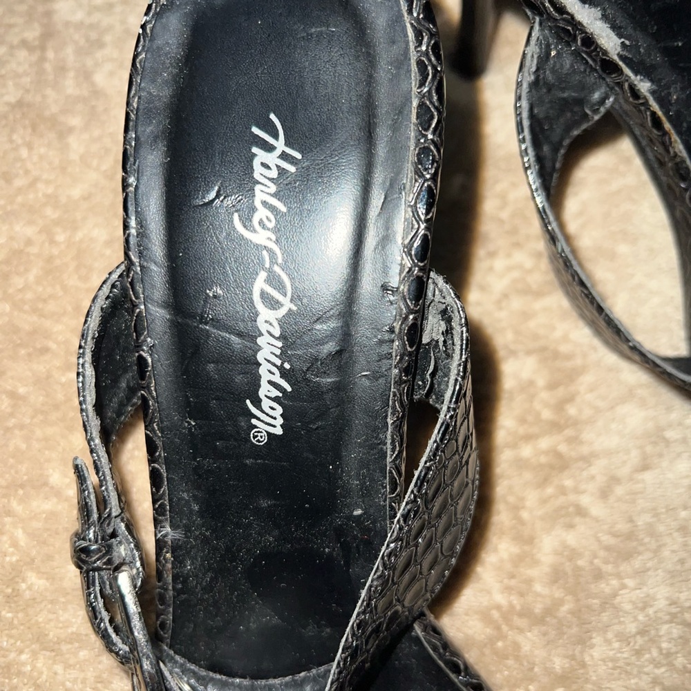 Harley Davidson Black Sandal Heels Size 6.5M - Picture 5 of 6